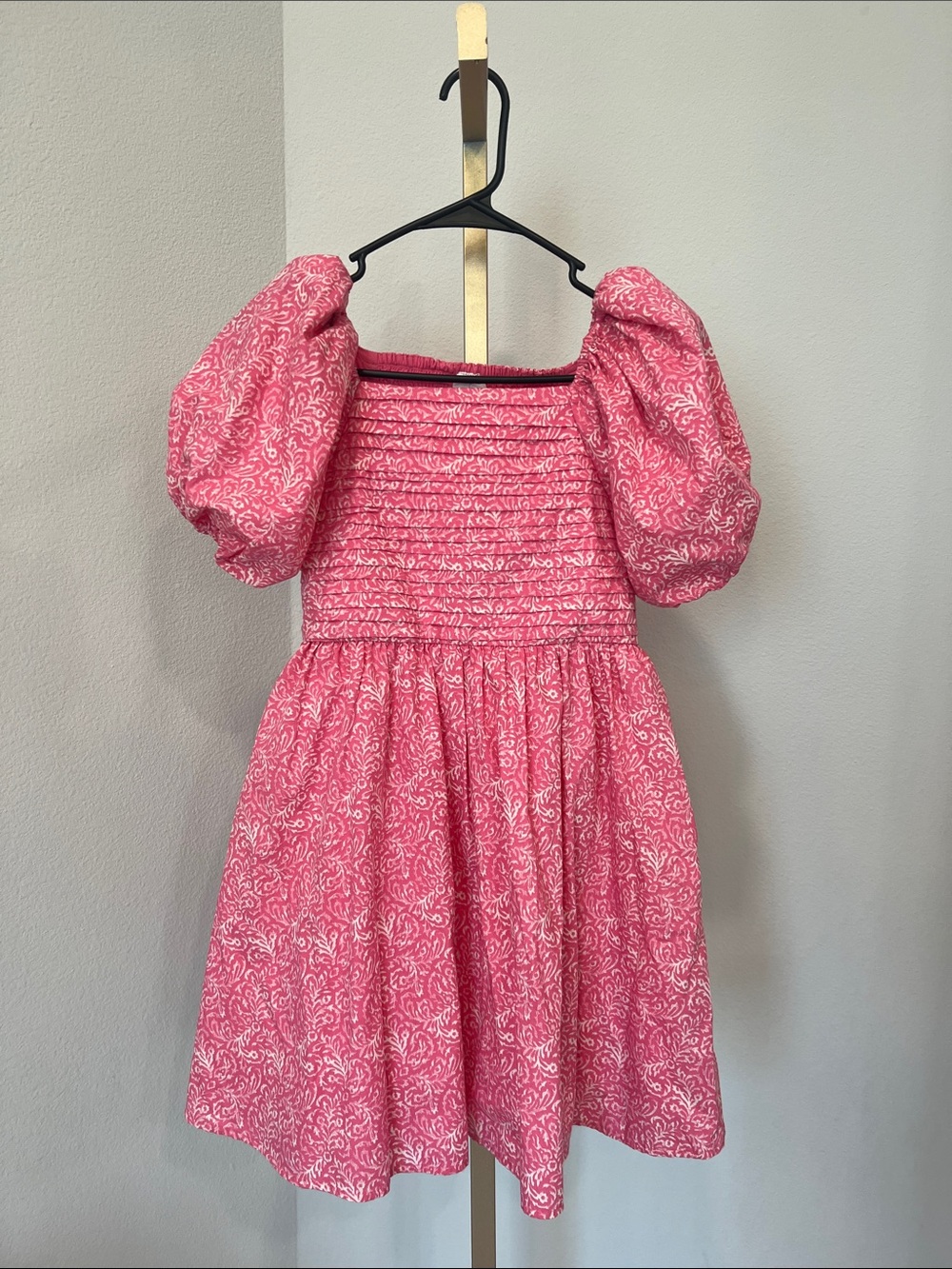 abercrombie kids Pink Puff-Sleeve Smocked Dress